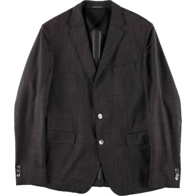 HUGO BOSS テーラードジャケット LLサイズ ブラウン ストライプ 古着 ヒューゴボス HUGO BOSS ストライプ柄 ウールテーラード
