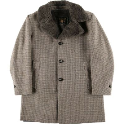 古着 80年代 Casualcraft 千鳥格子柄 ウールハーフコート メンズ