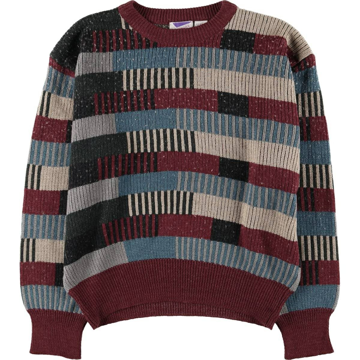 古着 ALPACA 総柄 ノルディックセーター ペルー製 メンズXL相当  