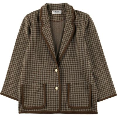 古着 千鳥格子柄 ピークドラペル テーラードジャケット レディースS