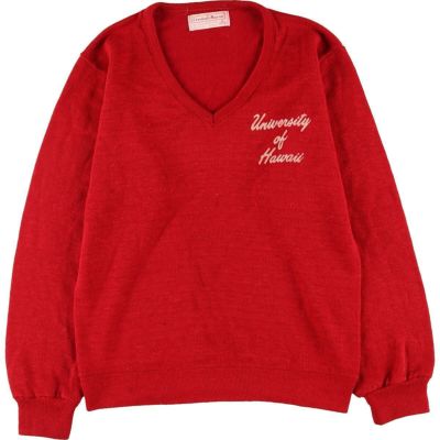 古着 70年代 Creslan and Rayon Vネック アクリルニットセーター
