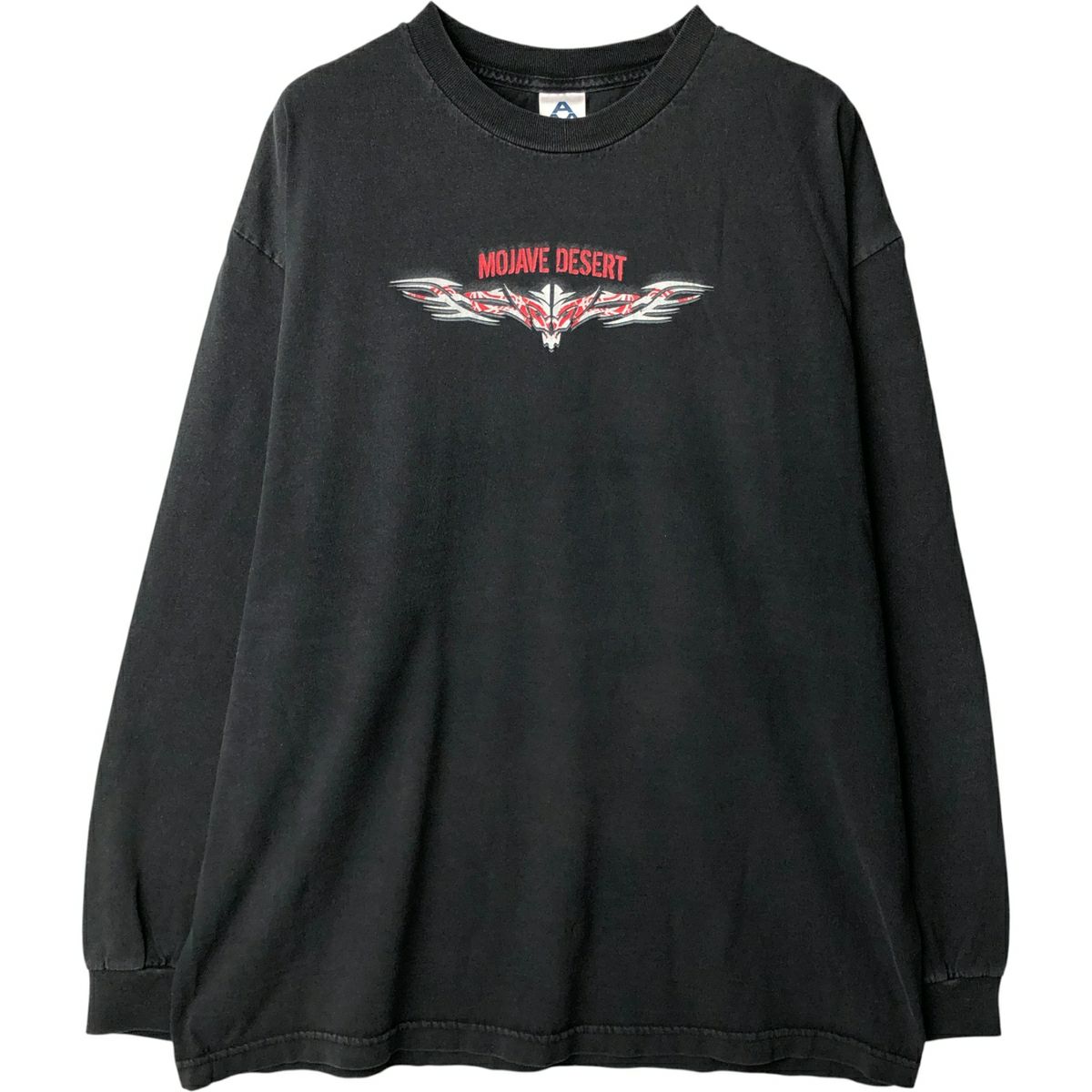 古着 ドクロ柄 スカル柄 大判プリント サーマルロンT ワッフル メンズL