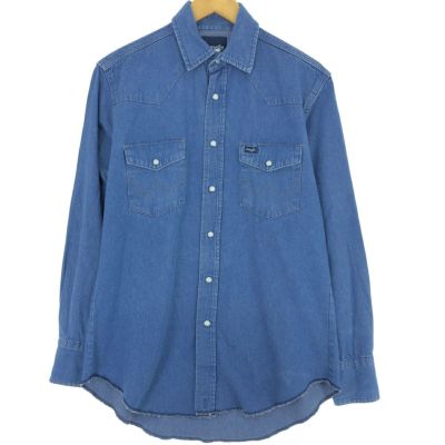 古着 ラングラー Wrangler 長袖 デニム ウエスタンシャツ メンズM