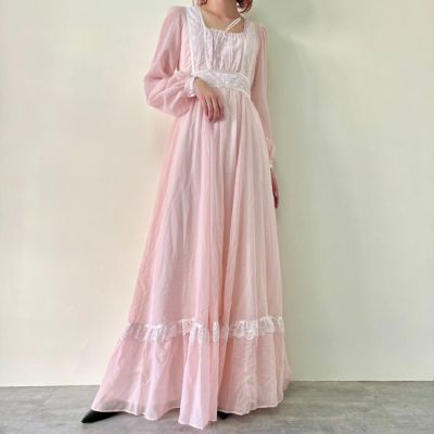 古着 70年代 ガンネサックス GUNNE SAX マキシ丈 長袖 フレア