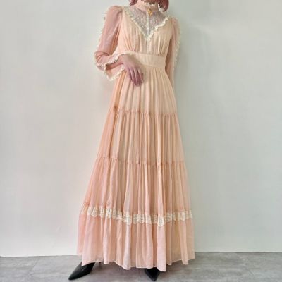 古着 70年代 ガンネサックス GUNNE SAX Jessica 花柄 マキシ丈 長袖