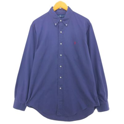 美品✨ラルフローレンRalphLaurenストライプBDシャツ紺L ラルフローレン BDシャツ 青 赤 ストライプ L ワンポイント
