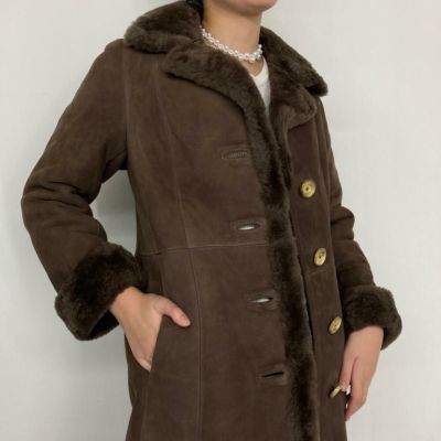 古着 本革レザー シープスキン ムートンコート レディースS /eaa294062 