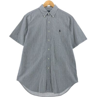 古着 ラルフローレン Ralph Lauren CLASSIC FIT シアサッカー 半袖 ボタンダウン ストライプシャツ メンズM相当 /eaa533691 【中古】 【250330】