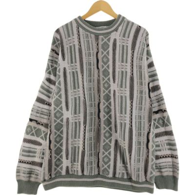 【超安い】 古着 Bachrach 総柄 3Dニットセーター USA製 メンズM相当 トップス