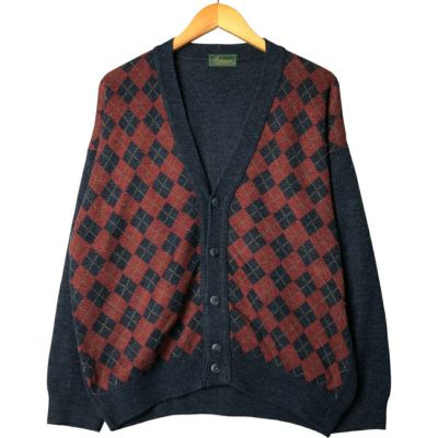 古着 Britwear アーガイル柄 アクリルニットカーディガン 英国製 メンズM相当 /eaa585250 【中古】 【251002】