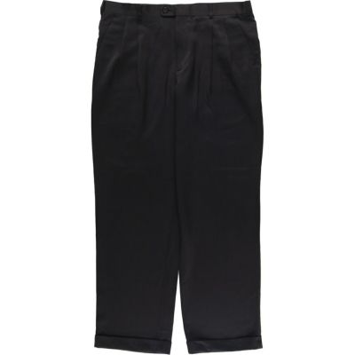 PERRY ELLIS ペリーエリス ツータックスラックス レーヨンギャバ 黒 古着 PERRY ELLIS PORTFOLIO ツータック スラックス ワイド