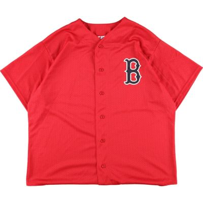 TEAMWORK MLB BOSTON RED SOX ボストンレッドソックス ノースリーブ ゲームシャツ ベースボールシャツ USA製 メンズXL /eaa327551