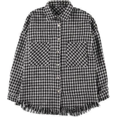 古着 NASTY GAL 千鳥格子柄 フリンジ付き シャツジャケット レディースS相当 /eaa533427 【中古】 【250331】 【Elulu/エルル】