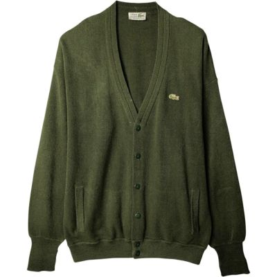 古着 80年代 ラコステ LACOSTE CHEMISE アクリルニットカーディガン