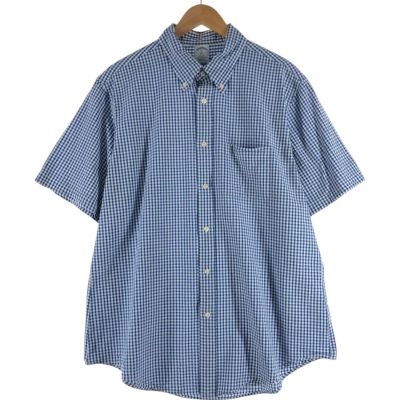 古着 ブルックスブラザーズ Brooks Brothers 1818 ギンガムチェック シアサッカー 半袖 ボタンダウン チェックシャツ メンズXL相当 /eaa534767 【中古】 【250404】