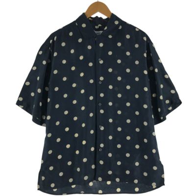 古着 ニーマンマーカス Neiman Marcus ドット柄 ワイドカラー 半袖 シルクシャツ ボックスシャツ メンズM相当 /eaa534764 【中古】 【250404】