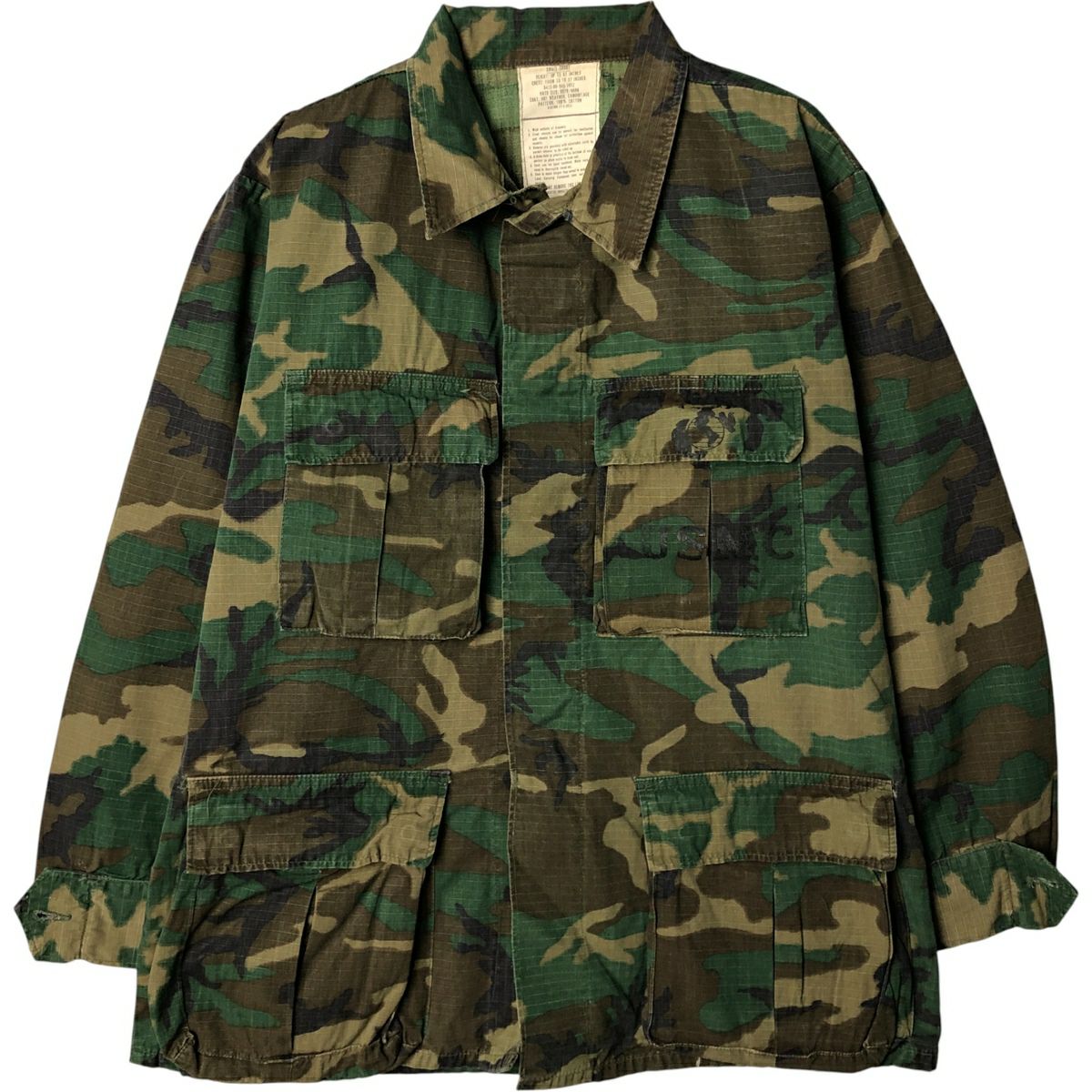 古着 70年代 米軍実品 迷彩柄 ウッドランドカモ リップストップ USMC