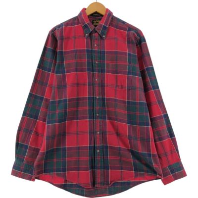 古着 70年代 エディーバウアー Eddie Bauer 黒タグ 長袖 ボタンダウン フランネルチェックシャツ USA製 メンズL相当 /eaa533658 【中古】 【250404】
