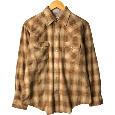 古着 70年代 MERVYNS チェック柄 ウールウエスタンシャツ メンズL相当 ヴィンテージ /eaa586821 【中古】 【251006】
