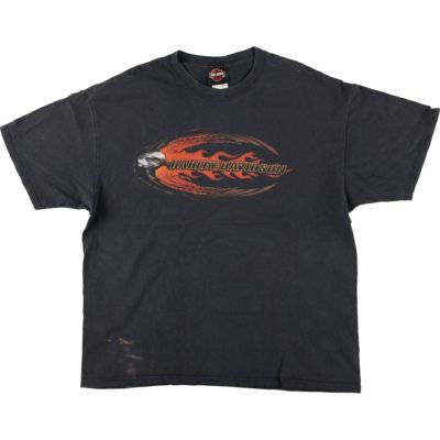 古着 ハーレーダビッドソン Harley-Davidson Hanes ヘインズ 鷲柄 イーグル柄 ファイヤーパターン モーターサイクル バイクTシャツ メンズXL相当 /eaa533222 【中古】 【250404】