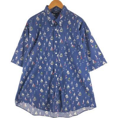 古着 90～00年代 ノーティカ NAUTICA 総柄 半袖 ボタンダウンシャツ USA製 メンズXL相当 ヴィンテージ /eaa534160 【中古】 【250405】 【SS2509_30】