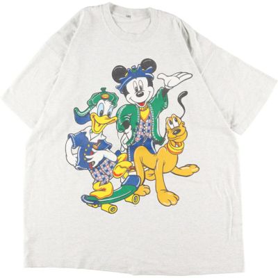 80年代 ディズニー DISNEY MICKEY MOUSE ミッキーマウス Fantasia ファンタジア ラメプリント キャラクタープリントTシャツ USA製 メンズM ヴィンテージ /evb001988