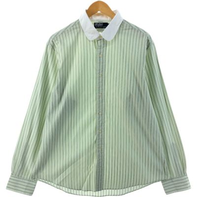 古着 ラルフローレン Ralph Lauren POLO by Ralph Lauren ラウンドカラー ストライプ柄 クレリックシャツ メンズXL相当 /eaa534741 【中古】 【250405】