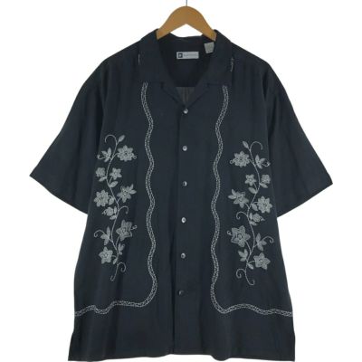 古着 AXIST ドット柄 オープンカラー 半袖 シルクシャツ