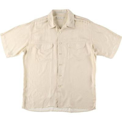 古着 PERRY ELLIS 総柄 半袖 シルクシャツ ボックスシャツ