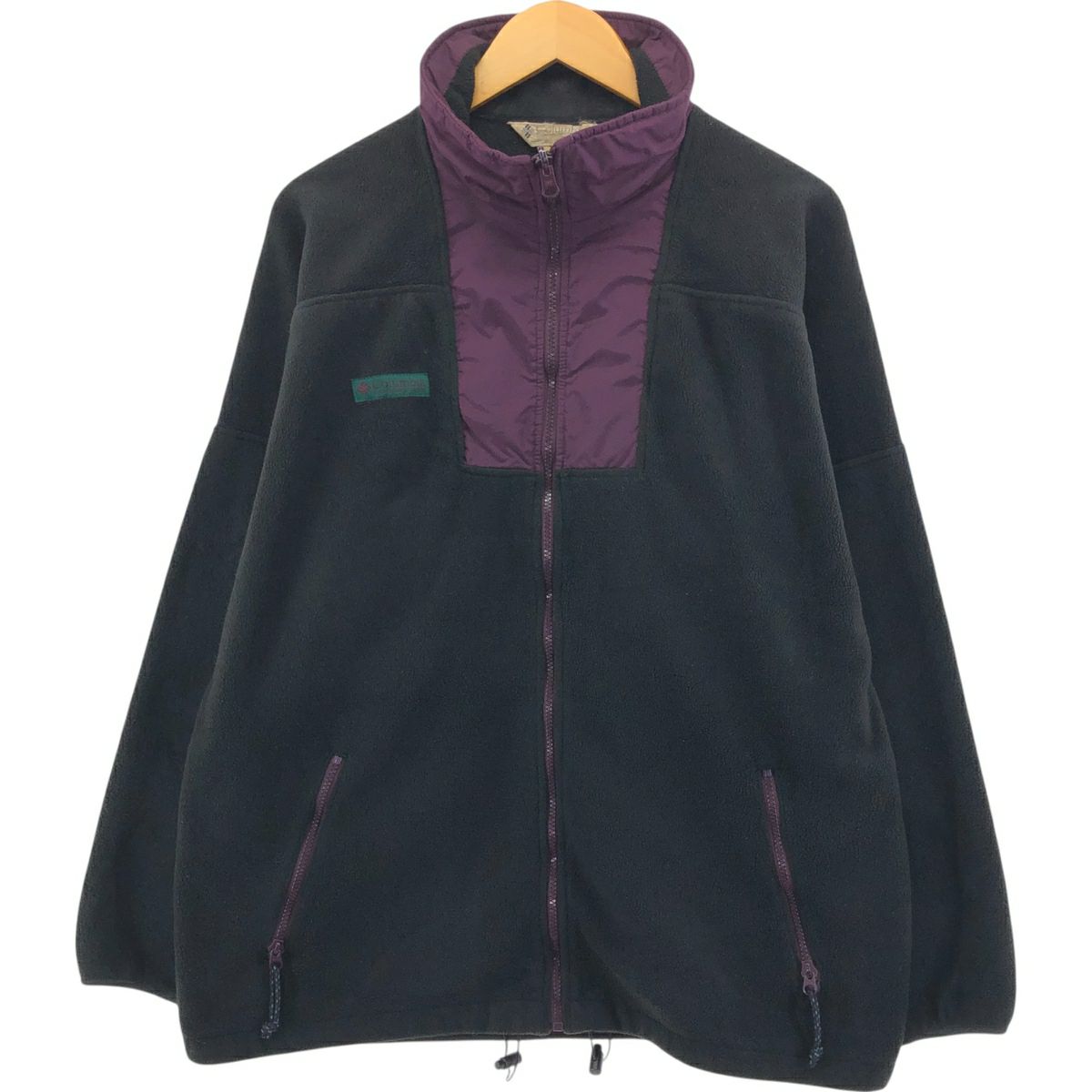 古着 90年代 コロンビア Columbia 白タグ 総柄 ハーフジップ フリース