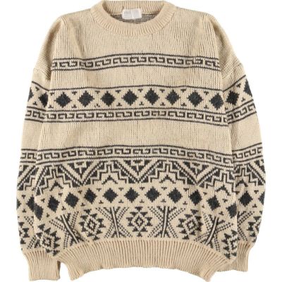 古着 Bhs 総柄 ハイネック アクリルニットセーター 英国製