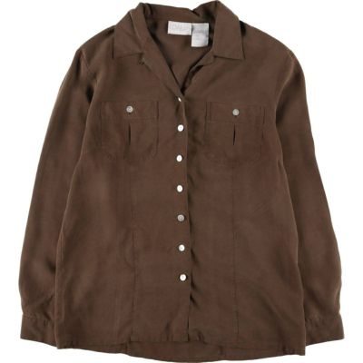 定番の中古商品 SANDWASH 古着 SILK オープンカラーシャツ 長袖 BIANCA BY シャツ+ブラウス(長袖+七分)