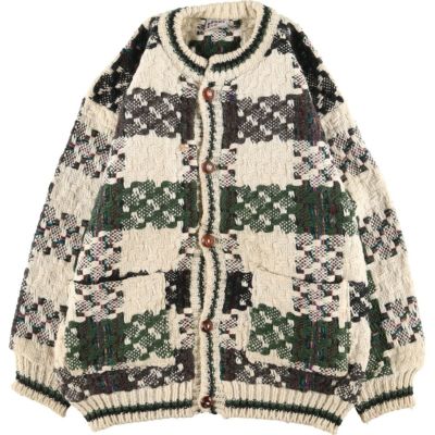 古着 ICE-AME HAND KNIT ハンドニット 総柄 エクアドルセーター