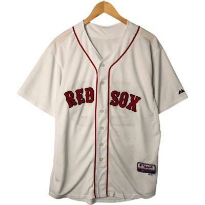 古着 majestic MLB BOSTON REDSOX ボストンレッドソックス メッシュ ゲームシャツ ベースボールシャツ メンズXL相当 /eaa528918 【中古】 【250327】 【NL2503】