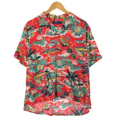 古着 ラルフローレン Ralph Lauren 総柄 オープンカラー
