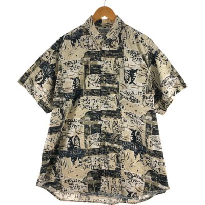 古着 00年代 コロンビア Columbia 総柄 魚柄 半袖 ボタンダウン