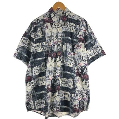 古着 00年代 コロンビア Columbia 総柄 魚柄 半袖 ボタンダウン