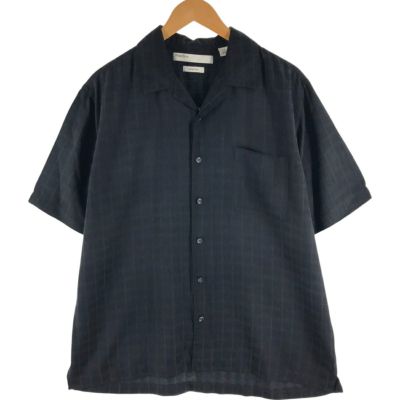 古着 PERRY ELLIS チェック柄 長袖 レーヨンシャツ メンズXL相当