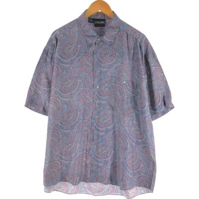 古着 90年代 COLORE 総柄 半袖 シルクシャツ メンズXL相当 ヴィンテージ /eaa534182 【中古】 【250407】