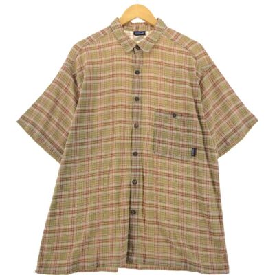 Patagonia チェック柄 半袖 ヘンプシャツ ボックスシャツ 【L