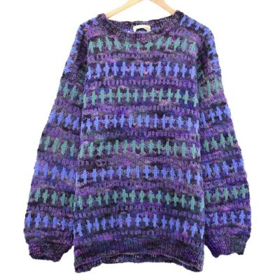 古着 THE QUERNSTONE HAND KNIT ハンドニット 総柄 ウールニットセーター メンズXXL /eaa344188 【中古】  【231110】