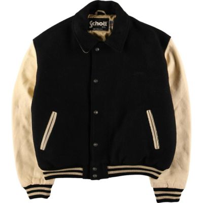 古着 80～90年代 ショット SCHOTT バックロゴ 袖革ウールスタジャン