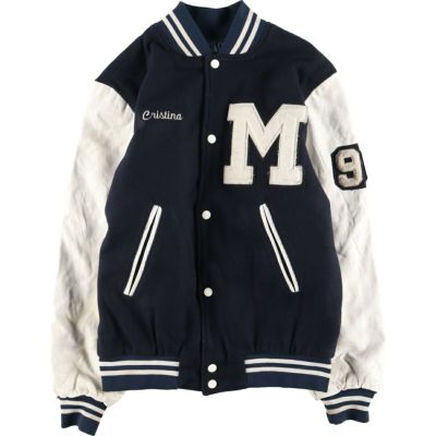 古着 MR.JACKET 袖革ウールスタジャン アワードジャケット バーシティ