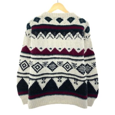 古着 CIAN MARCO HAND KNIT ハンドニット 総柄 ウールニットセーター