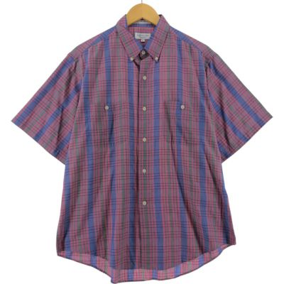 古着 イヴサンローラン Yves Saint Laurent MENSWEAR 半袖 ボタンダウン チェックシャツ メンズL相当 ヴィンテージ /eaa537686 【中古】 【250408】