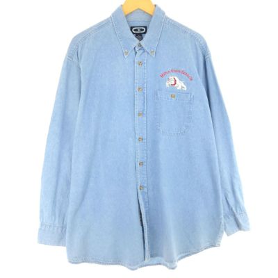古着 TRI MOUNTAIN 長袖 ボタンダウンデニムシャツ メンズXL相当