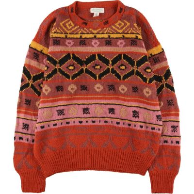 古着 COLLECTIF HAND KNIT ハンドニット 総柄 ウールニットセーター