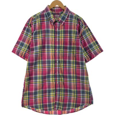 古着 ブルックスブラザーズ Brooks Brothers Est.1818 マドラスチェック 半袖 ボタンダウン チェックシャツ メンズXL相当 /eaa537920 【中古】 【250410】