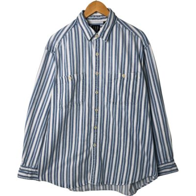 古着 90年代 ギャップ GAP DENIM オールドギャップ ストライプ柄 長袖 デニムシャツ メンズL相当 ヴィンテージ /eaa531140 【中古】 【250411】 【NL2503】
