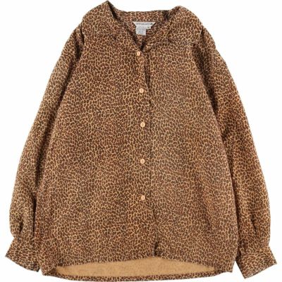 国内外の人気集結！ 古着 レオパード柄 シャツ オープンカラー 半袖 ヒョウ柄 シャツ+ブラウス(半袖+袖なし)